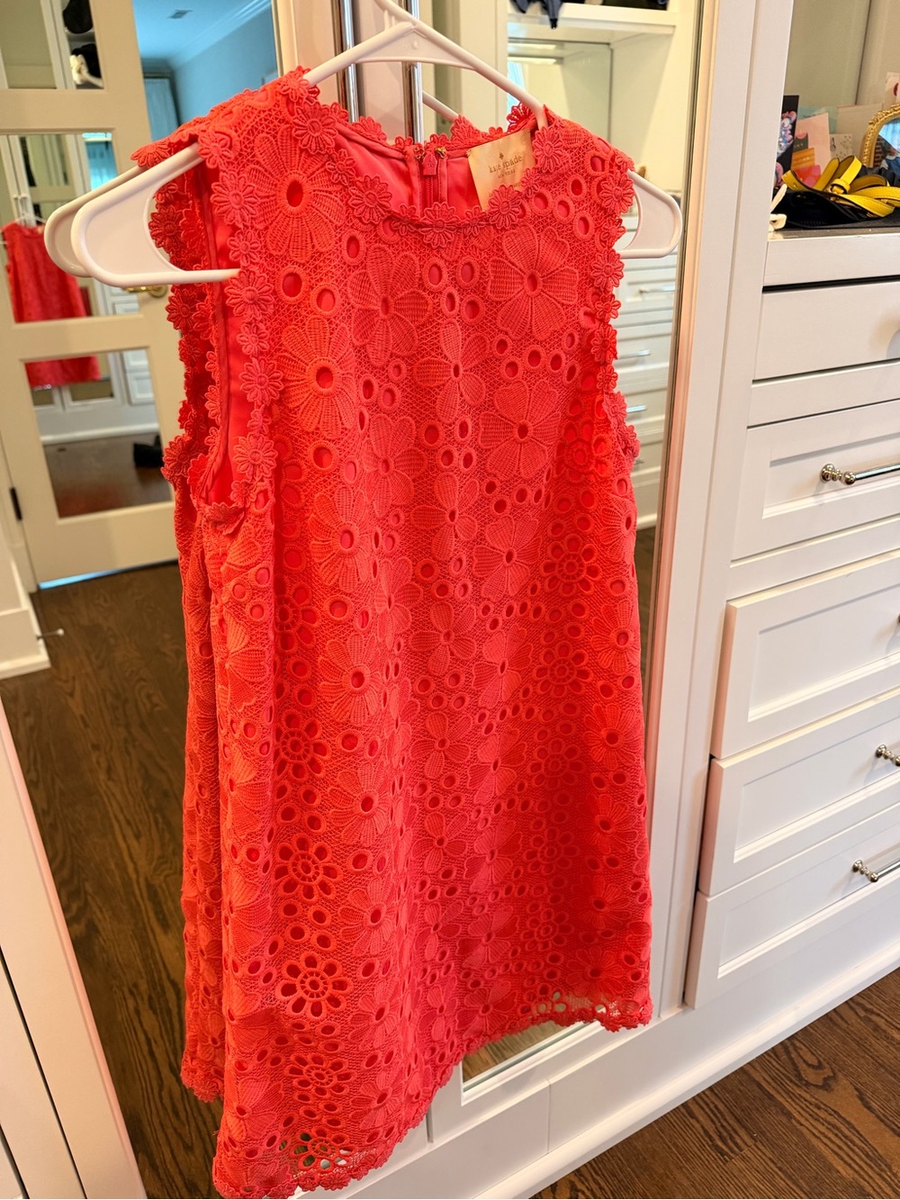 kate spade Coral Eyelet Floral Sleeveless Dress